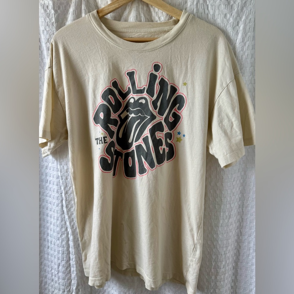 American Eagle AE Rolling Stones Cream Oversized T-Shirt XS/S